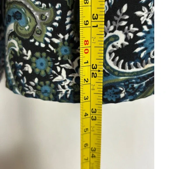 Womens 22W Paisley Midi Skirt Blue Green Black A-Line Flare Bohemian Y2K - Picture 5 of 7